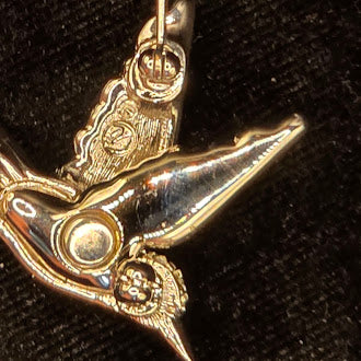 Signed Swarovski silver-tone dove in flight brooch with pavé clear crystals, view 4