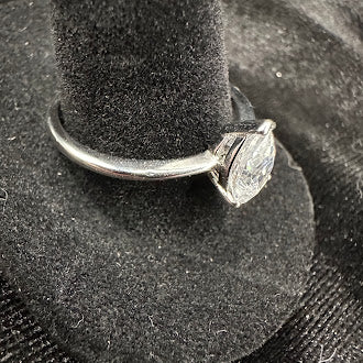 Sterling Silver Pear Cut CZ Solitaire Ring | Elegant Minimalist Teardrop Engagement Style Ring