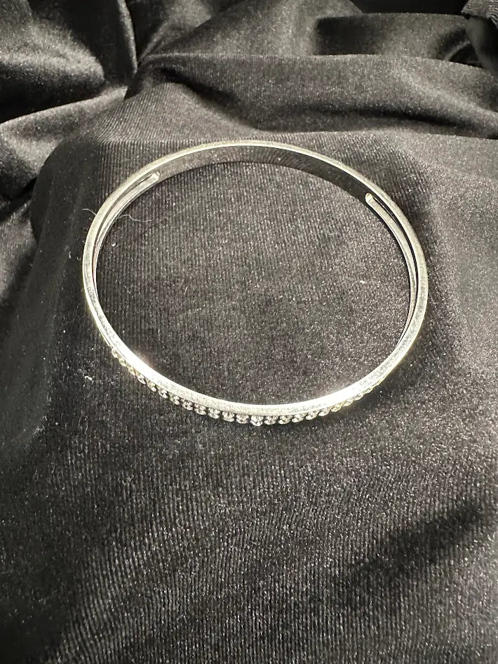 Swarovski Silver Tone Clear Crystal Cuff Bracelet | Minimalist Sparkle Bangle