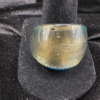 Blue Glass Dome Ring Wide Band