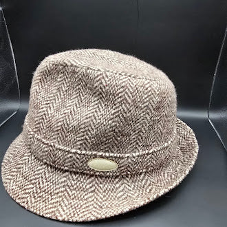 Kangol Heritage brown herringbone bucket hat with stitched band