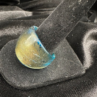 Blue Glass Dome Ring Wide Band
