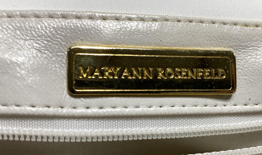 Mary Ann Rosenfield white leather envelope flap shoulder bag, view 5