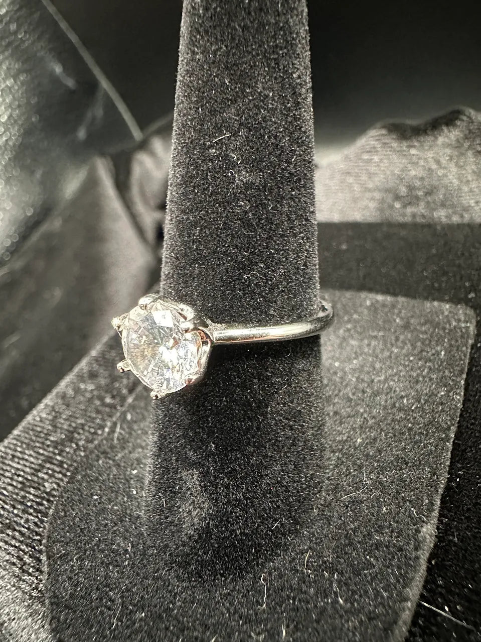 Sterling Silver Solitaire Ring Size 6 | Clear Stone Classic Prong Setting
