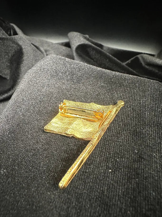 Gold-tone American flag brooch with red, white and blue enamel, view 4