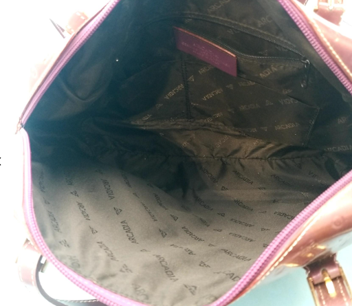 Arcadia lavender embossed patent leather shoulder bag, view 3