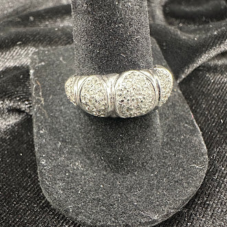 Sterling silver Tone Textured Dome Panel Ring