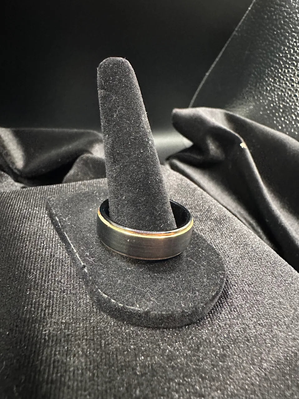 Tungsten Mens Wedding Band Size 13 Brushed Black Ring Gold Tone Comfort Fit