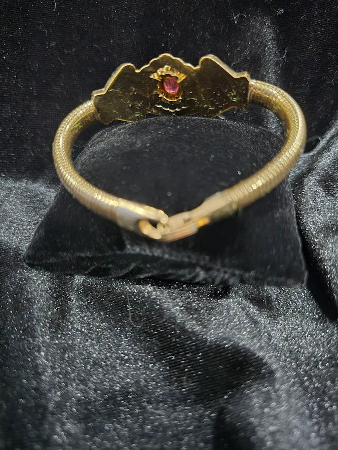 Vintage 1/20 10K Gold Filled Pink Stone Bracelet Signed P.S. Co Mid Century Fine Vintage Jewelry