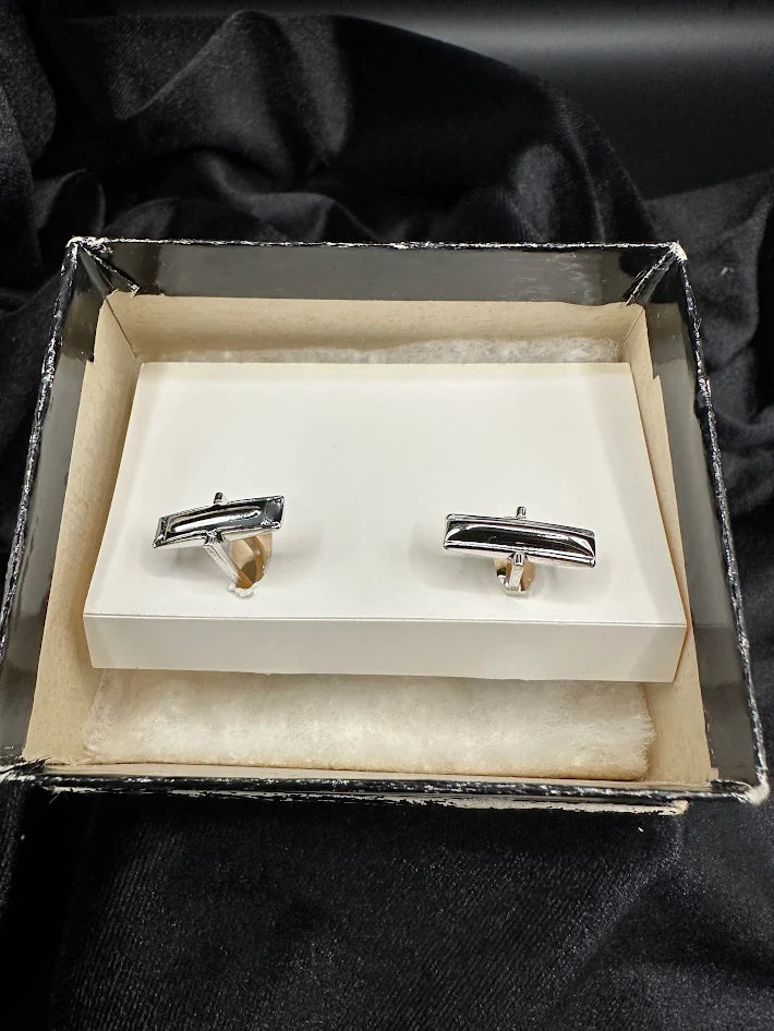 Park Lane Blue Crystal Cufflinks Silver Tone Faceted Stone Mens Jewelry With Box