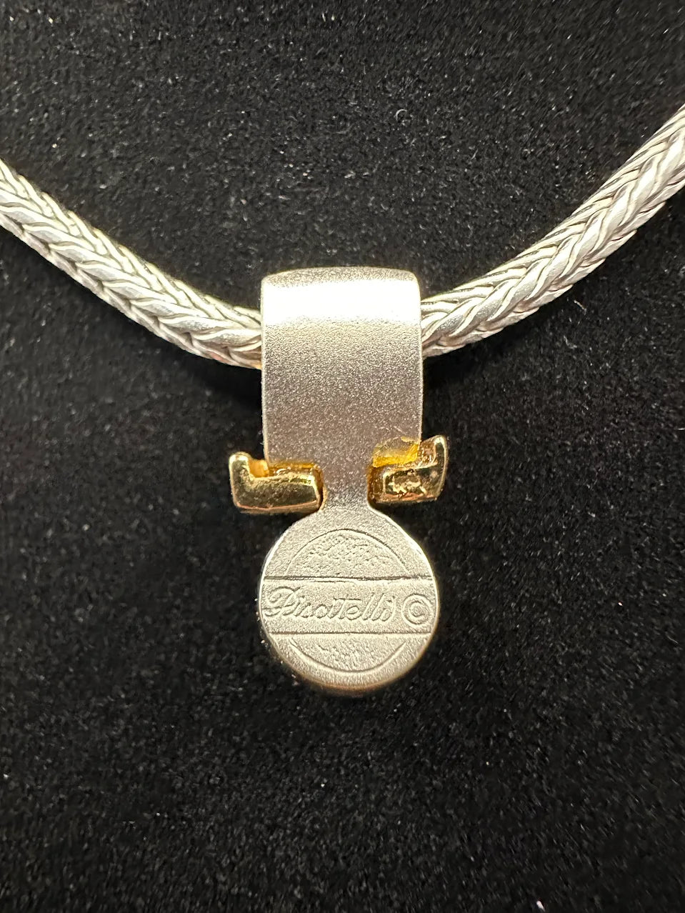 Piscitelli Silver Tone Clear Stone Slide Pendant Necklace Gold Accent Design