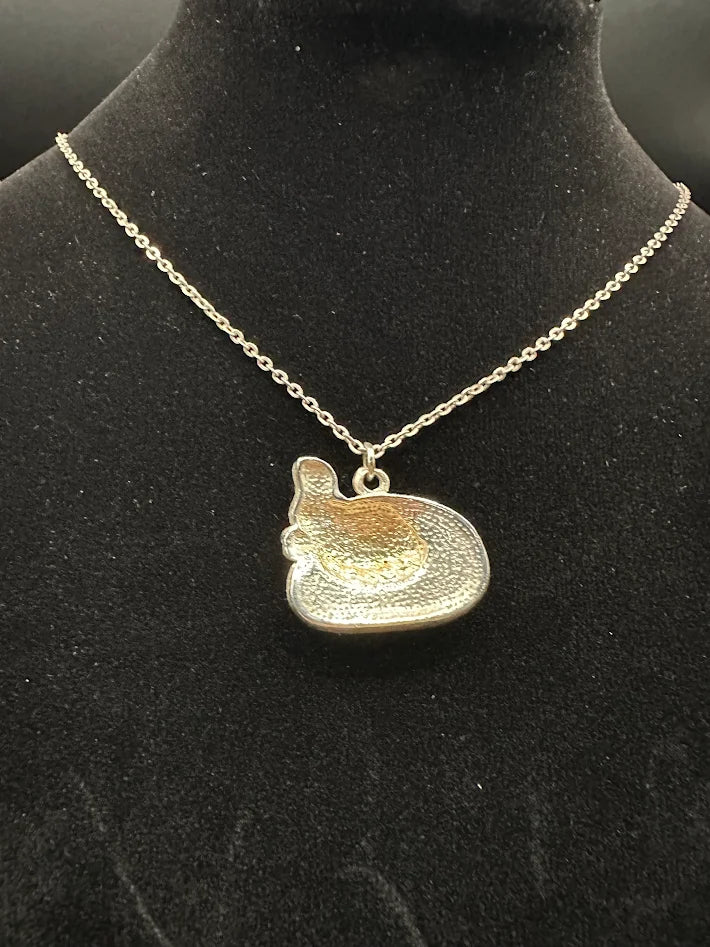 Tone Red Hat Pendant Necklace with Purple Crystal Accent