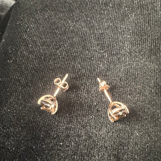 Rose gold-tone pendant necklace and matching stud earrings with smoky faceted stones, view 9