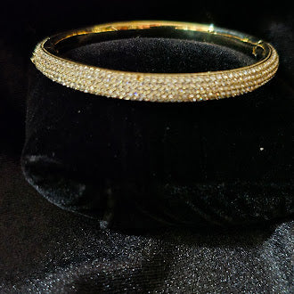 Vintage Napier Crystal Pavé Bangle Bracelet Set of 3 in Silver and Yellow Rose Gold Tone, Stackable Skinny Bangles, Elegant Estate Style