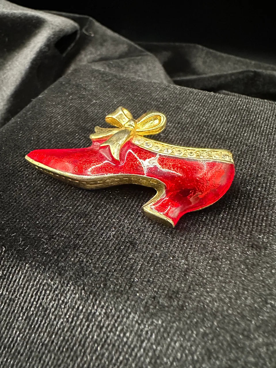 Red Enamel Style Shoe Brooch