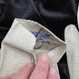 Vintage Genuine Deerskin Leather Ladies Gloves | Cream Dress Gloves Size 6½