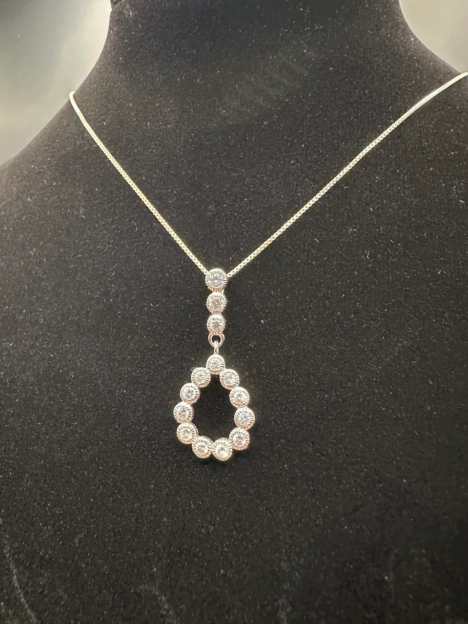 925 sterling silver crystal teardrop pendant necklace