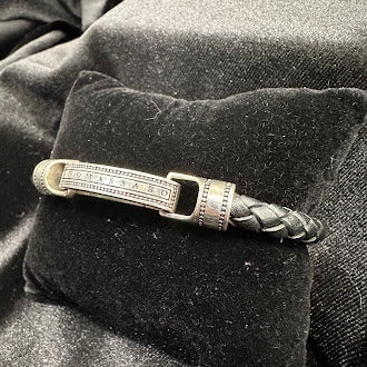 Thomas Sabo Rebel at Heart black braided leather bracelet with silver clasp, view 3