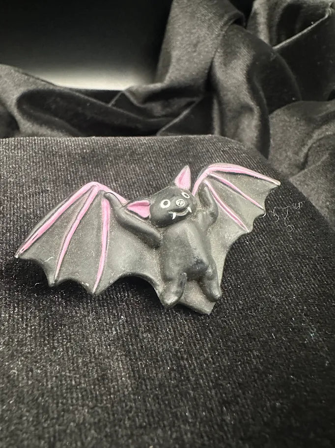 Fun World Black Bat Brooch | Vintage Halloween Novelty Pin