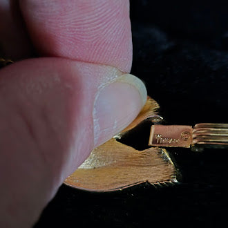 Vintage Crown Trifari Gold Tone Textured Link Bracelet with Safety Chain, Brushed Finish Oval Links, Classic Estate Designer Style, 55g