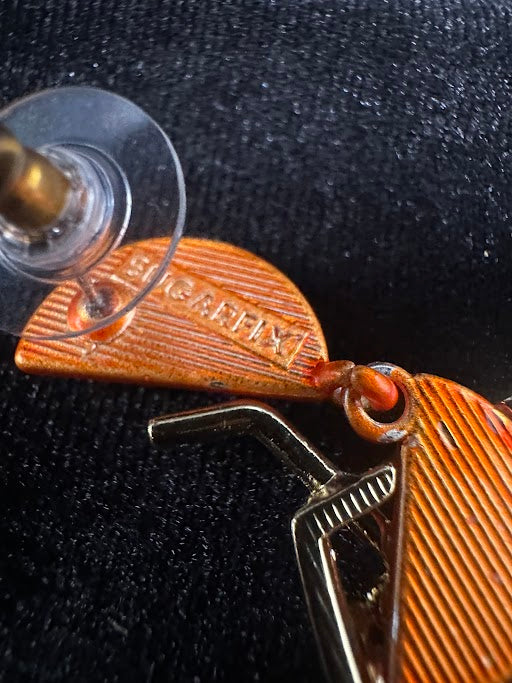 Sugarfix gold-tone cocktail glass drop earrings with orange slice accents and crystals, view 6