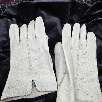 Vintage Genuine Deerskin Leather Ladies Gloves | Cream Dress Gloves Size 6½
