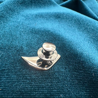 Swarovski silver tone swan tie tack with red and clear crystals
