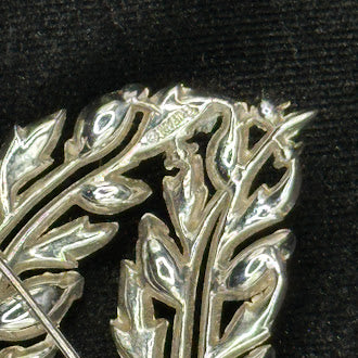Crown Trifari Gold Tone Blue Enamel Leaf Wreath Brooch Botanical Pin Signed