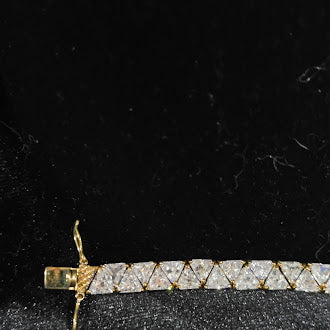 Vintage Triangle Cut CZ Tennis Bracelet Gold Tone High Sparkle Geometric Line Bracelet Curated Estate Glam