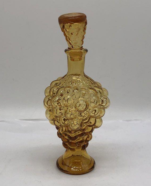 Vintage Amber Glass Decanter Set with 6 Cordial Glasses