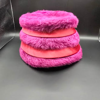 Fuchsia faux fur tiered satin band hat