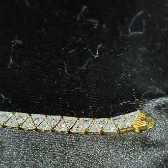 Vintage Triangle Cut CZ Tennis Bracelet Gold Tone High Sparkle Geometric Line Bracelet Curated Estate Glam