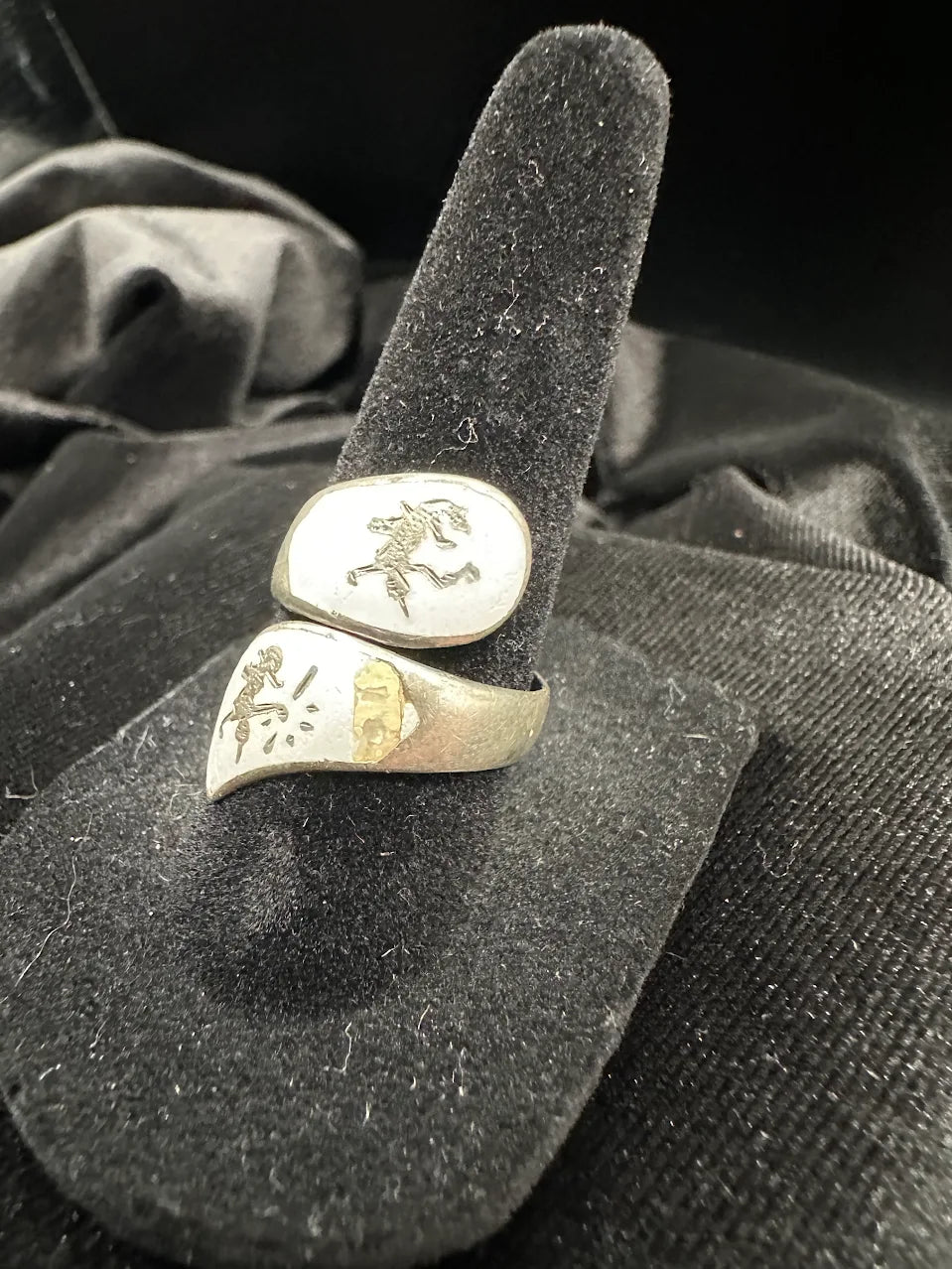Two Tone Enamel Story Panel Wrap Ring