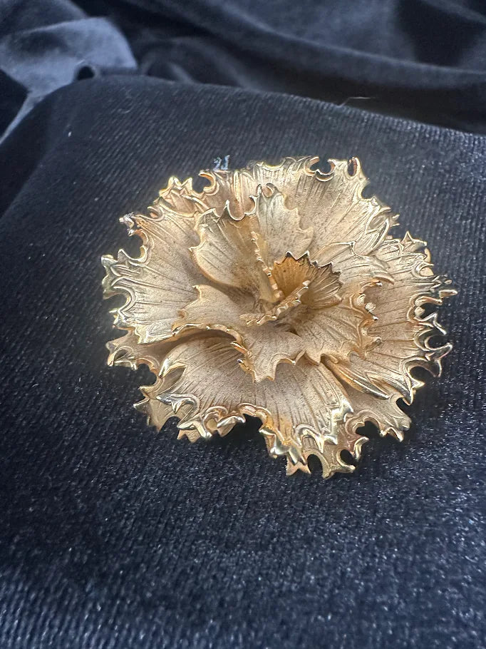 Lisner gold-tone layered flower brooch with textured petals, view 2