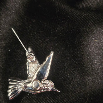 Signed Swarovski silver-tone dove in flight brooch with pavé clear crystals, view 3
