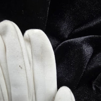 White opera-length dress gloves with ruched wrists, with original packaging, view 8