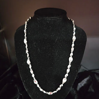 Signed Givenchy silver-tone necklace with bezel-set faceted clear glass links, view 2