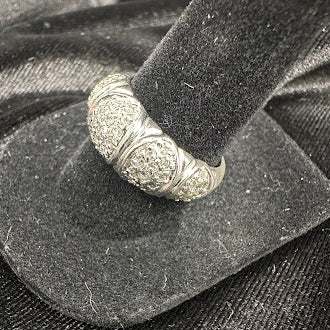 Sterling silver Tone Textured Dome Panel Ring