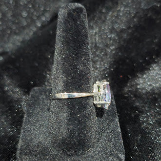 925 Sterling Silver Mystic Quartz Solitaire Ring Size 6.75 | Oval Rainbow Faceted Gemstone Statement Ring
