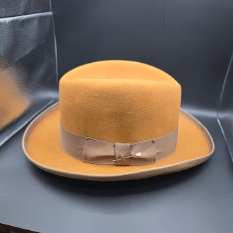 Bailey tan felt wide brim hat with taupe ribbon band