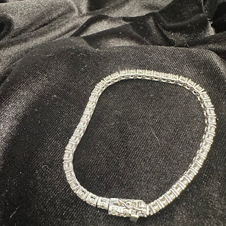 (SOLD) 925 Sterling Silver CZ Tennis Bracelet 7” Round Cut Diamond Look Classic Sparkle