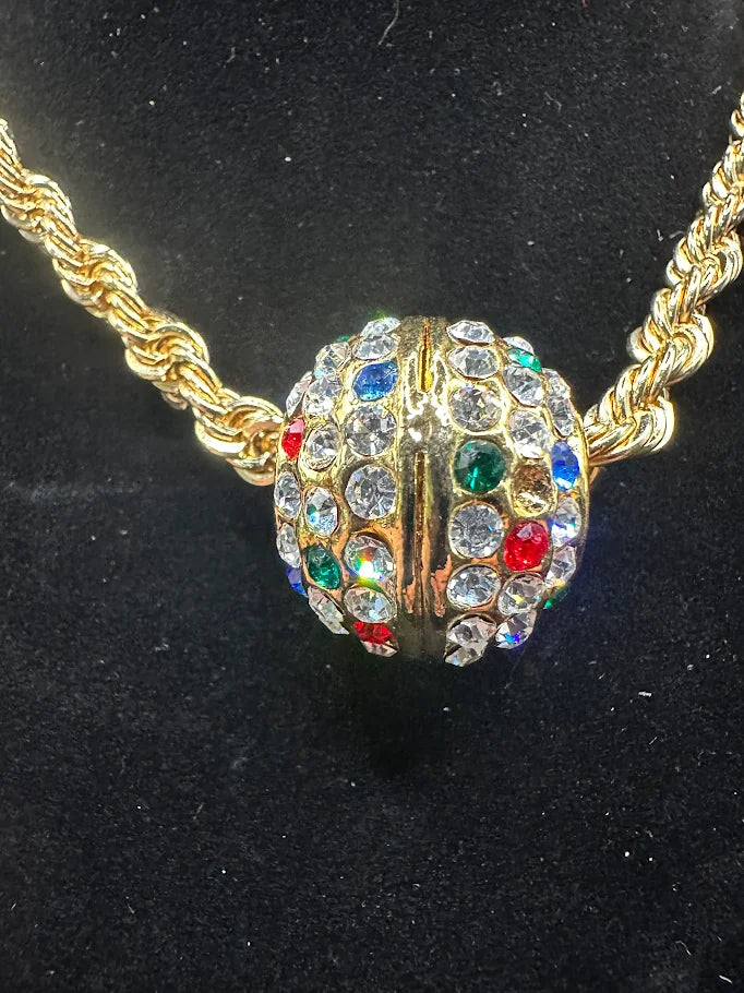 14K Gold Plated Dazzling Rhinestone Ball Statement Necklace