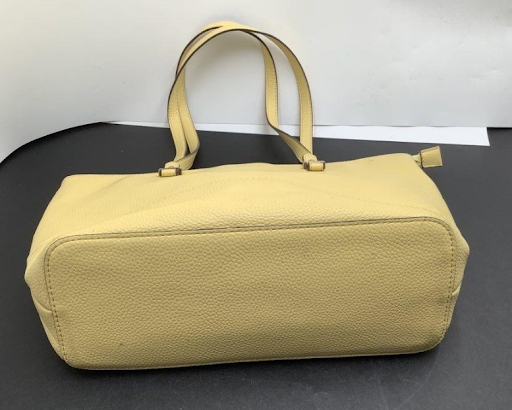 Nanette Lepore Butter Yellow Pebbled Faux Leather Tote Bag Minimalist Shoulder Purse
