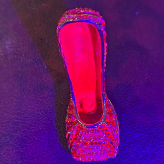 Silver-tone pink crystal high heel shoe trinket box with lift-off lid, view 7
