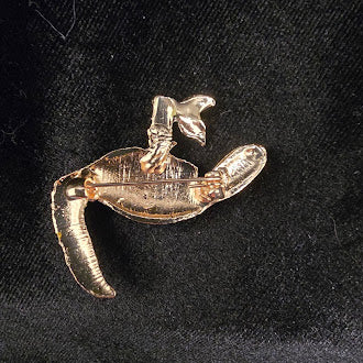 (SOLD) Gold tone enamel toucan brooch colorful tropical bird on branch pin