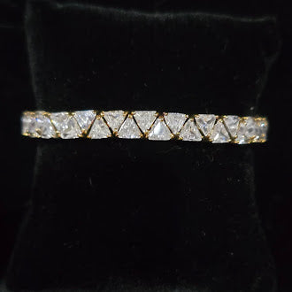 Vintage Triangle Cut CZ Tennis Bracelet Gold Tone High Sparkle Geometric Line Bracelet Curated Estate Glam