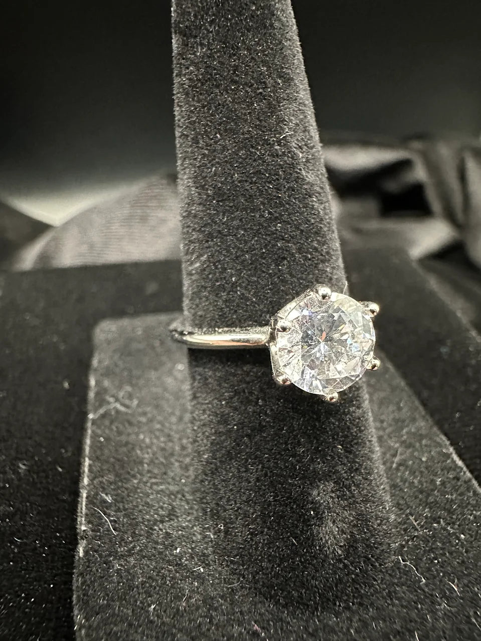 Sterling Silver Solitaire Ring Size 6 | Clear Stone Classic Prong Setting