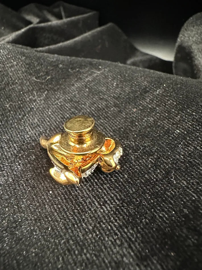Swarovski Crystal Seal Brooch Gold Tone Clear Pavé Rhinestone Pin Green Eye Figural Animal Vintage Style Jewelry