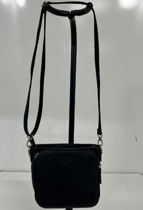 Gun Tote’n Mamas Black Leather Crossbody Bag Compact Zip Purse With Adjustable Strap