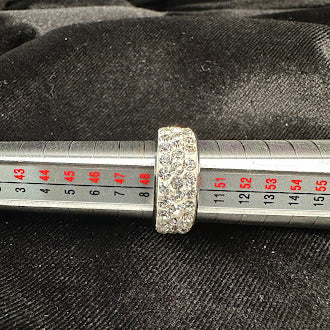 Vintage Rhodium Wide Pavé Crystal Multi-Row Statement Ring